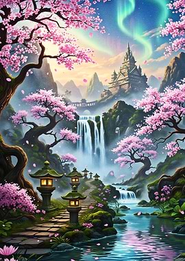 Cherry Blossom Waterfall Palace