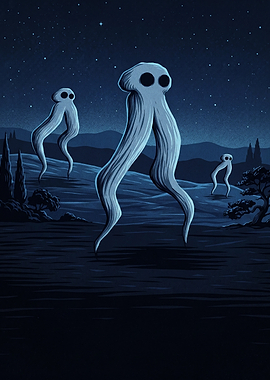 Surreal Nighttime Walkers