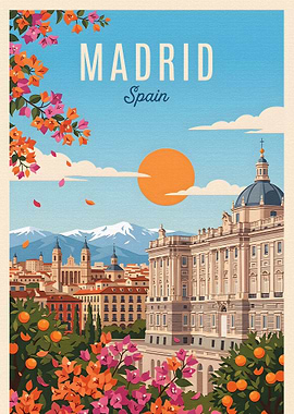 Vintage Travel Poster of Madrid Spain