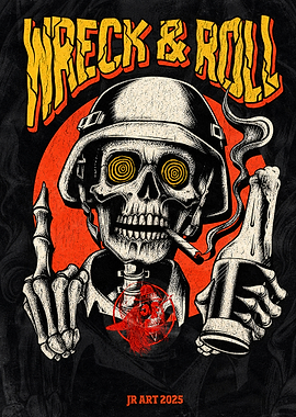 Wreck & Roll Skull Poster