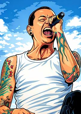Chester Bennington Singing Illustration