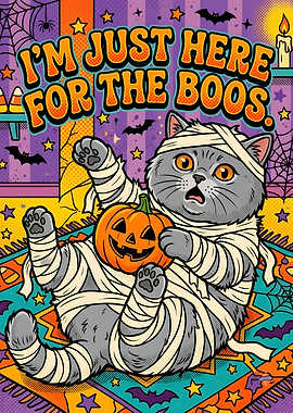 Cute Mummy Cat Halloween Poster