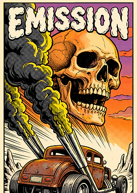 Vintage Hot Rod Skull Poster