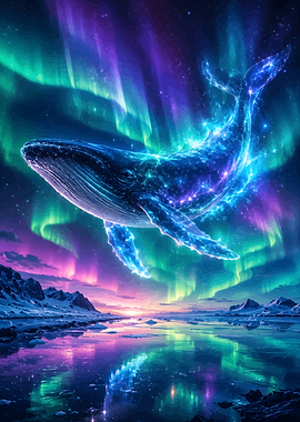 Cosmic Whale Under Northern Lights