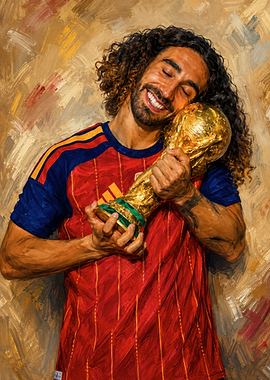 Marc Cucurella Celebrating with World Cup