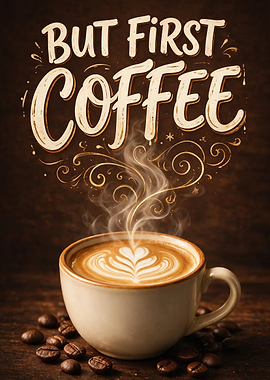 But First Coffee Typography Art