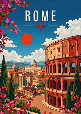 Vintage Travel Poster of Rome Italy