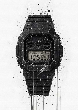 Watercolor G-Shock Digital Watch Art