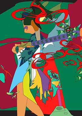Abstract Anime Warrior Digital Illustration