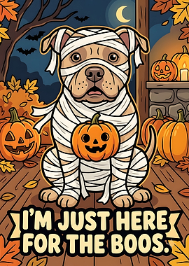 Mummy Dog Halloween Illustration