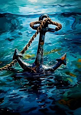 Anchor Resting in Deep Blue Water