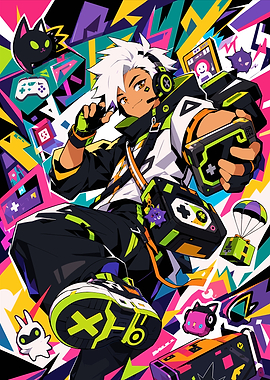 Dynamic Gamer Character Illustration