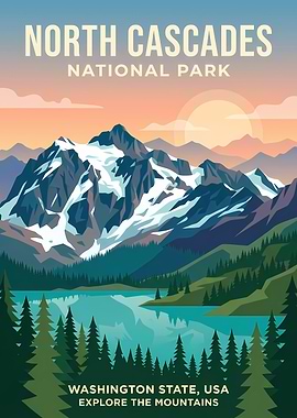 North Cascades National Park Travel Poster