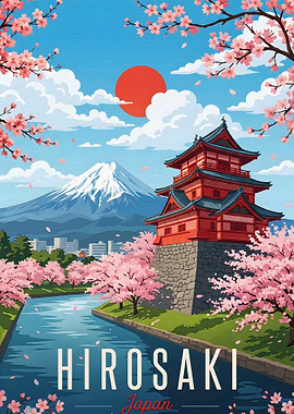 Hirosaki Japan Travel Poster