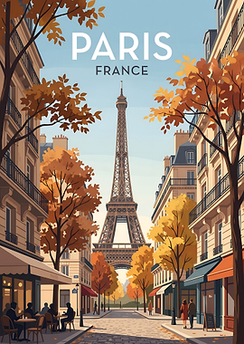 Paris Eiffel Tower Autumn Street