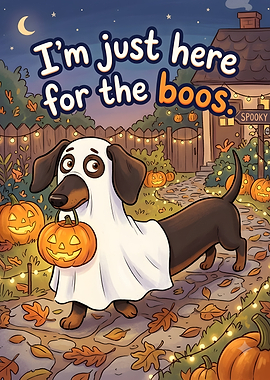 Dachshund Ghost Halloween Illustration