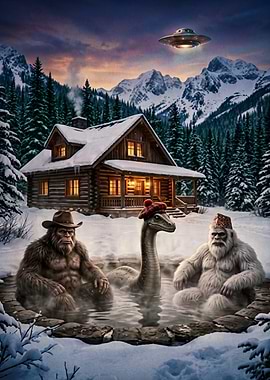 Cryptids Relaxing in a Hot Spring