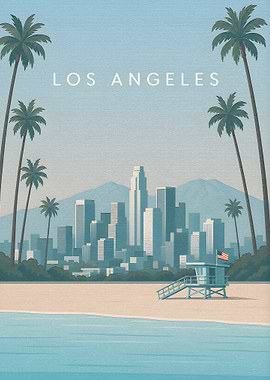 Los Angeles Beach Cityscape Poster