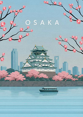 Osaka Castle Travel Poster