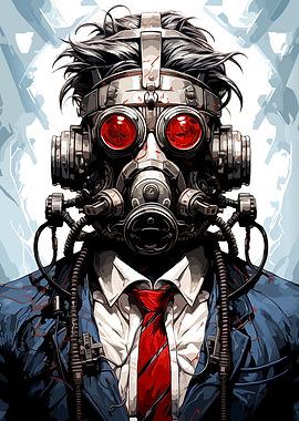 Dystopian Businessman in Gas Mask