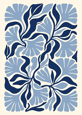 Blue Floral Botanical Pattern