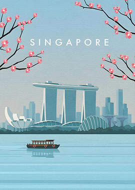 Singapore Skyline Travel Poster