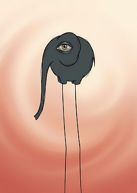 Surreal Long-Legged Elephant Illustration