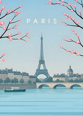 Paris Eiffel Tower Travel Poster