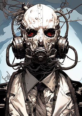Cybernetic Skull Figure in Suit