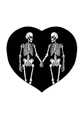Skeletons Holding Hands in Heart
