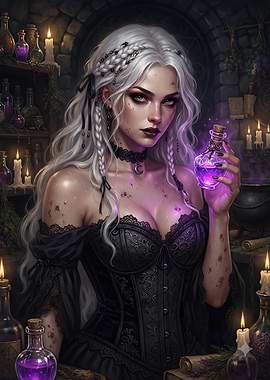 Enchanting Witch with Glowing Potion