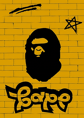 Bape Ape Head Graffiti Wall Art
