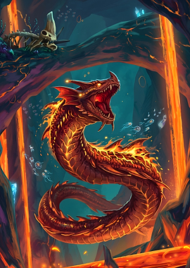 Subnautica Fiery Serpent in Underwater Cavern