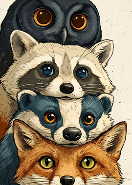 Stack of Cute Forest Animals