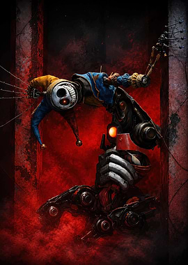 Mechanical Jester in Red Mist