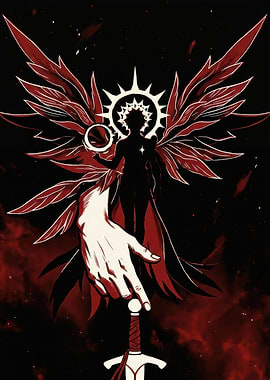 Dark Angelic Figure with Sword