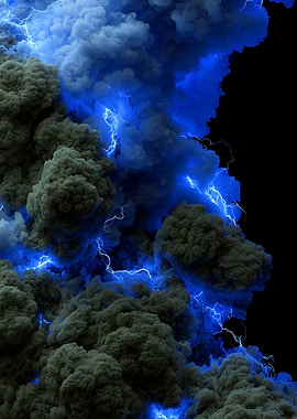 Electric Blue Lightning in Storm Clouds