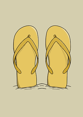 Yellow Flip Flops on Sand