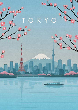 Tokyo Skyline with Mount Fuji Poster