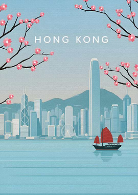 Hong Kong Skyline Travel Poster