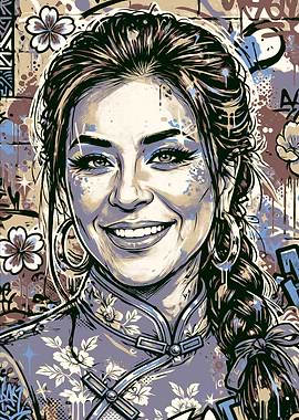 Street Art Portrait of Smiling Woman