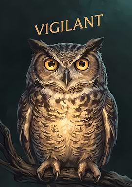 Vigilant Great Horned Owl Portrait