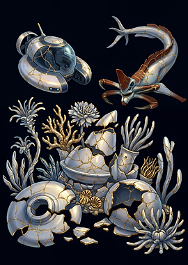 Subnautica Kintsugi Style Art