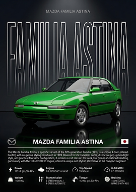 Mazda Familia Astina Car Poster