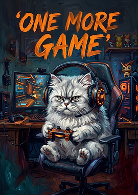 One More Game Gaming Cat