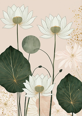 Elegant Botanical Lotus Art Print