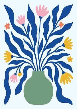 Minimalist Floral Bouquet in Green Vase