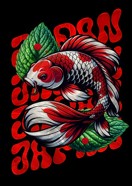 Red and White Koi Fish Illustration