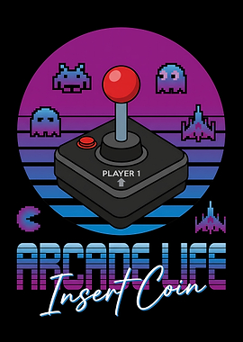 Retro Arcade Life Gaming Graphic