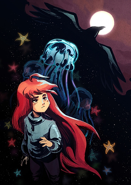 Madeline from Celeste with Jellyfish